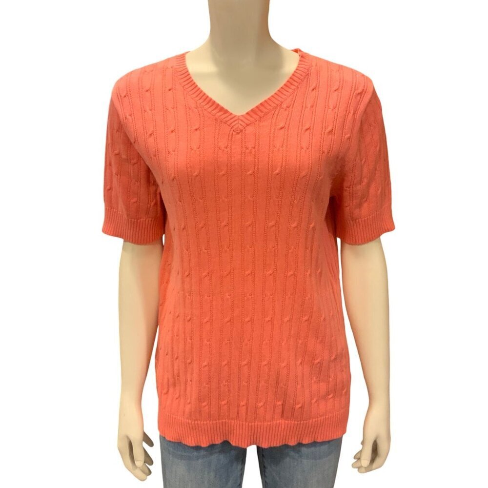 Breckenridge Women’s Cotton Sweater orange/peach med short sleeve